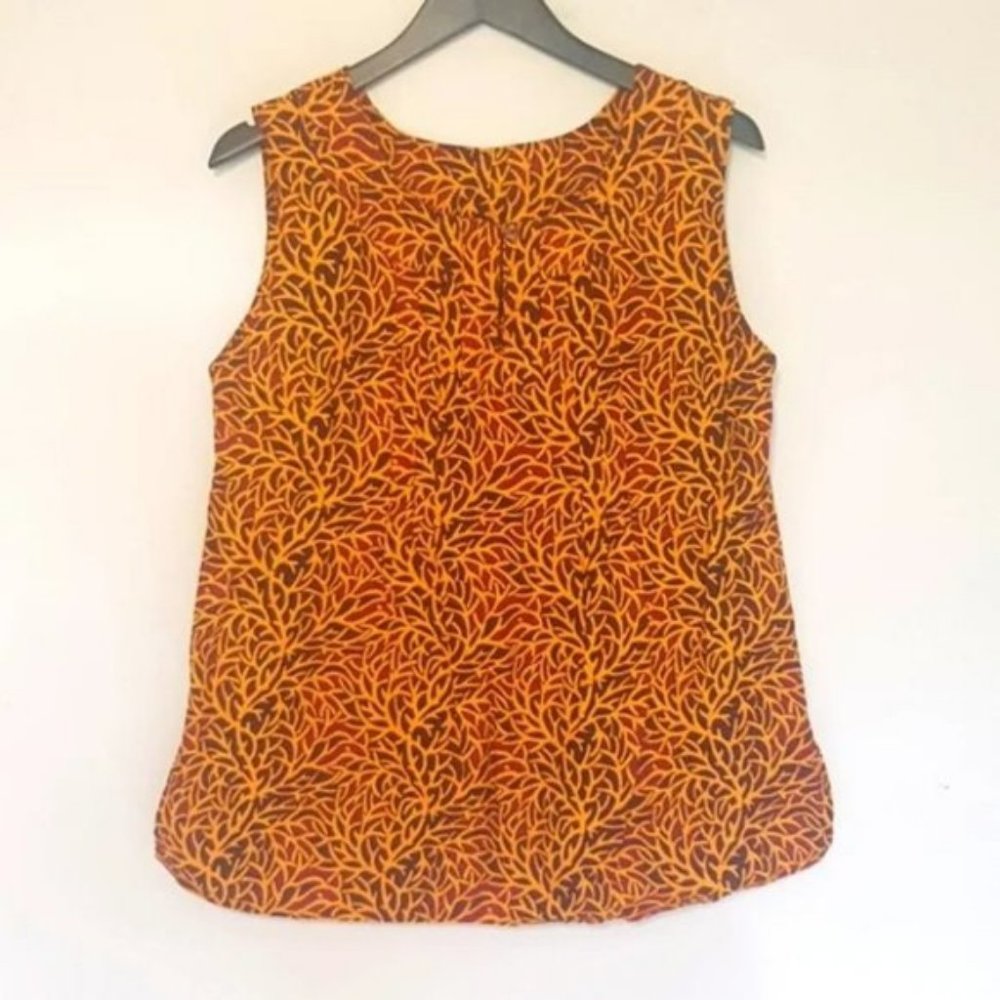 Handmade golden coral cotton  print sleeveless top